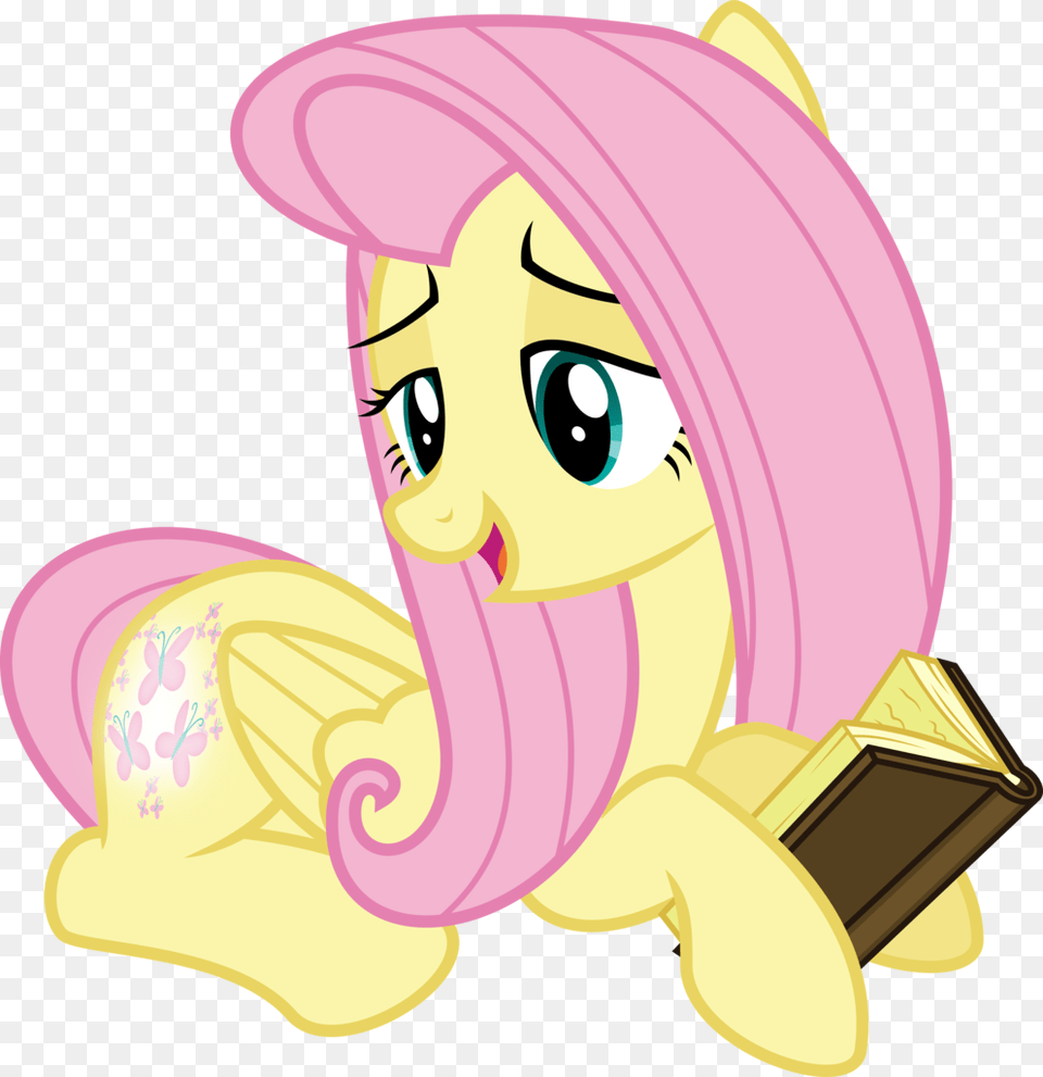 Booty Transparent Background Clip Download Fluttershy Reading A Book, Comics, Publication, Face, Head Png