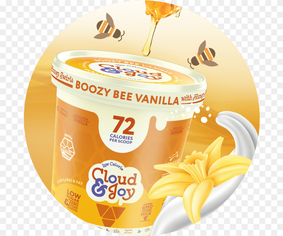 Boozy Bee Vanilla With Honey Swirls U2014 Cloud U0026 Joy Low Label, Can, Tin, Food, Fruit Png Image