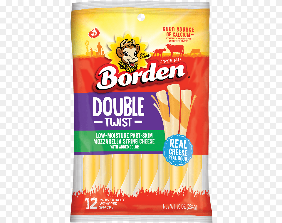 Borden String Cheese Double Twist, Advertisement, Poster, Animal, Cattle Png Image