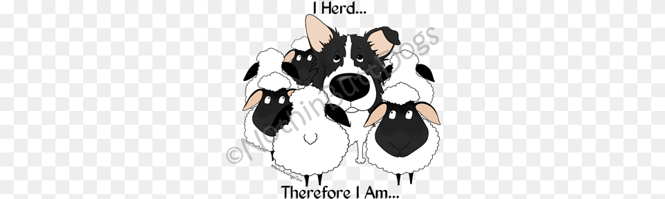 Border Collie I Herd Light Colored T Shirts Animated Border Collies And Sheeps, Livestock, Animal, Cat, Mammal Png