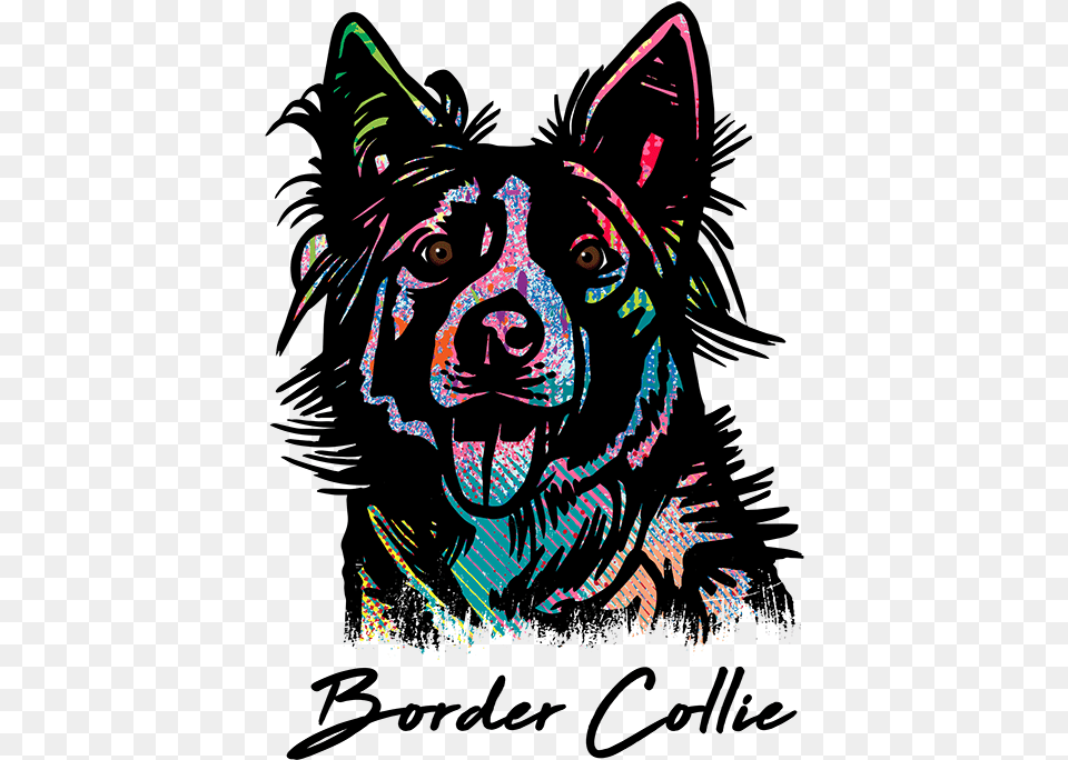 Border Collie T Shirt Colorful Abstract King Shepherd, Person, Art, Animal, Pet Png