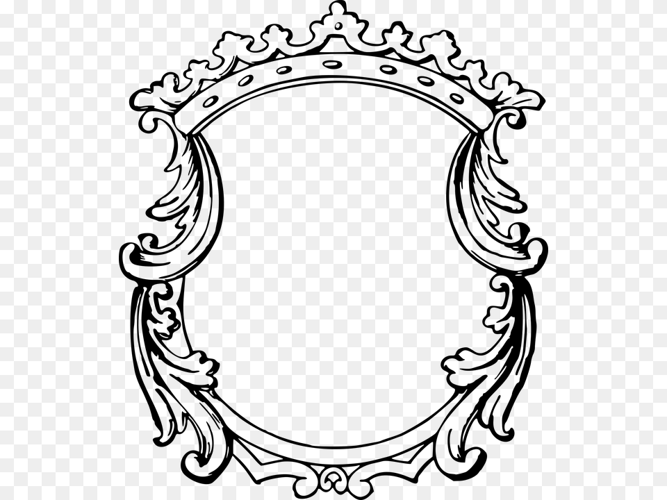 Border Color 1 Crown Frame Round Border Clipart, Gray Png Image