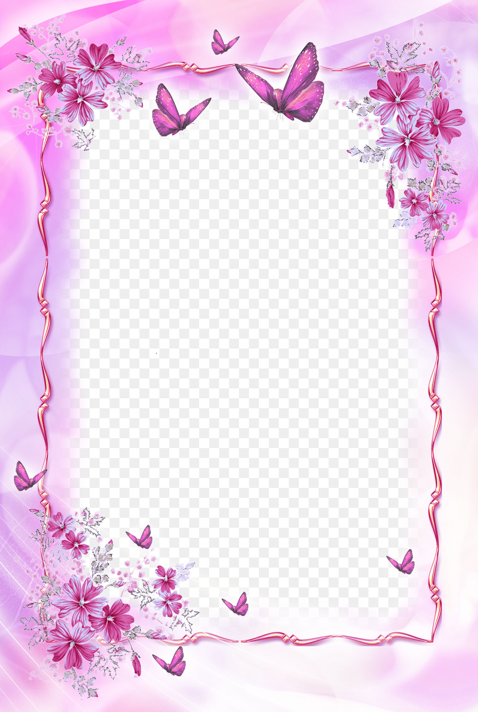 Border Design Flowers And Butterfly, Art, Pattern, Graphics, Floral Design Png