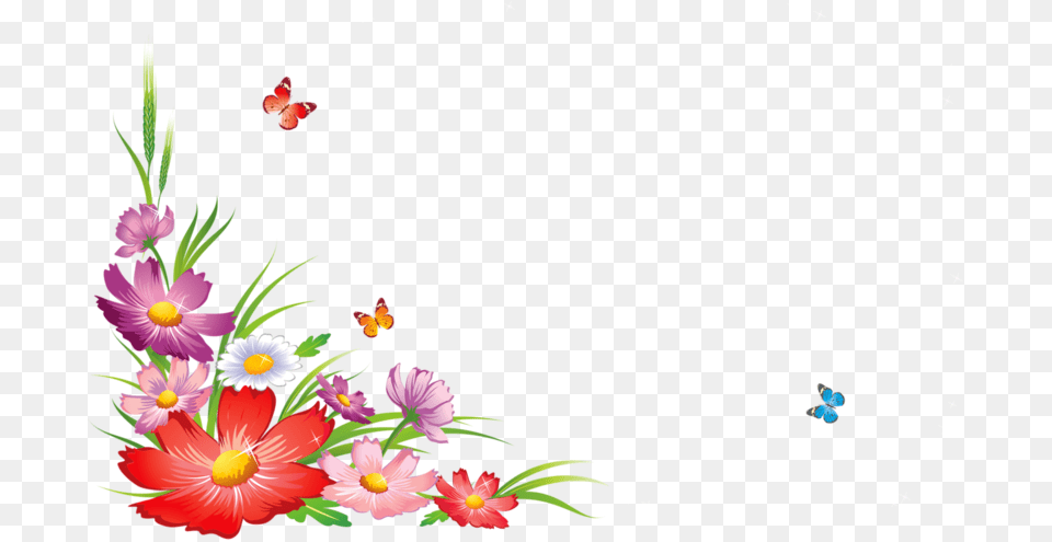 Border Design Flowers And Butterfly Transparent Cartoons Border Design Flower And Butterfly, Art, Floral Design, Graphics, Pattern Png Image