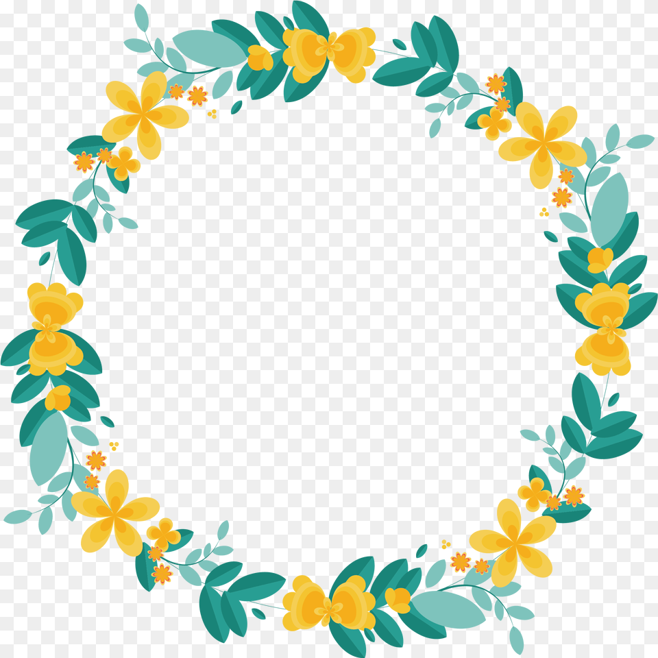 Border Flowers Garland Wreath Circle Border Clip Art, Floral Design, Graphics, Pattern, Flower Png