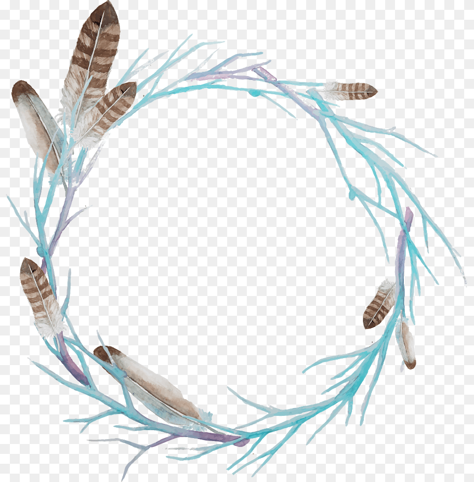 Border Frame Wreath Circle Round Feathers Branches Quote Feathers, Accessories, Bracelet, Jewelry, Plant Free Png Download