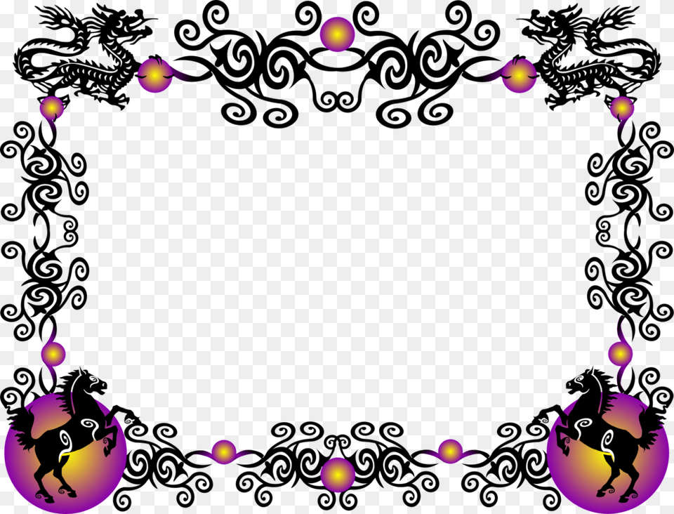 Borders And Frames China Chinese Dragon Chinese Zodiac Chinese New Year Border, Purple Free Png