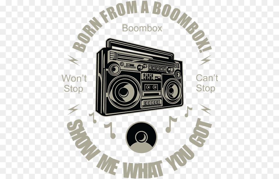 Born From A Boombox Shower Curtain Born From A Boom Box, Electronics, Camera Free Png