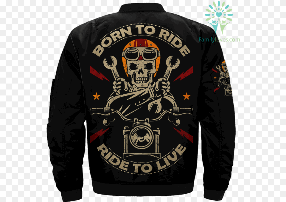 Born To Ride Ride To Live Skull Biker Over Print Jacket Born To Ride Ride To Live, Clothing, Coat, Sleeve, Long Sleeve Png Image