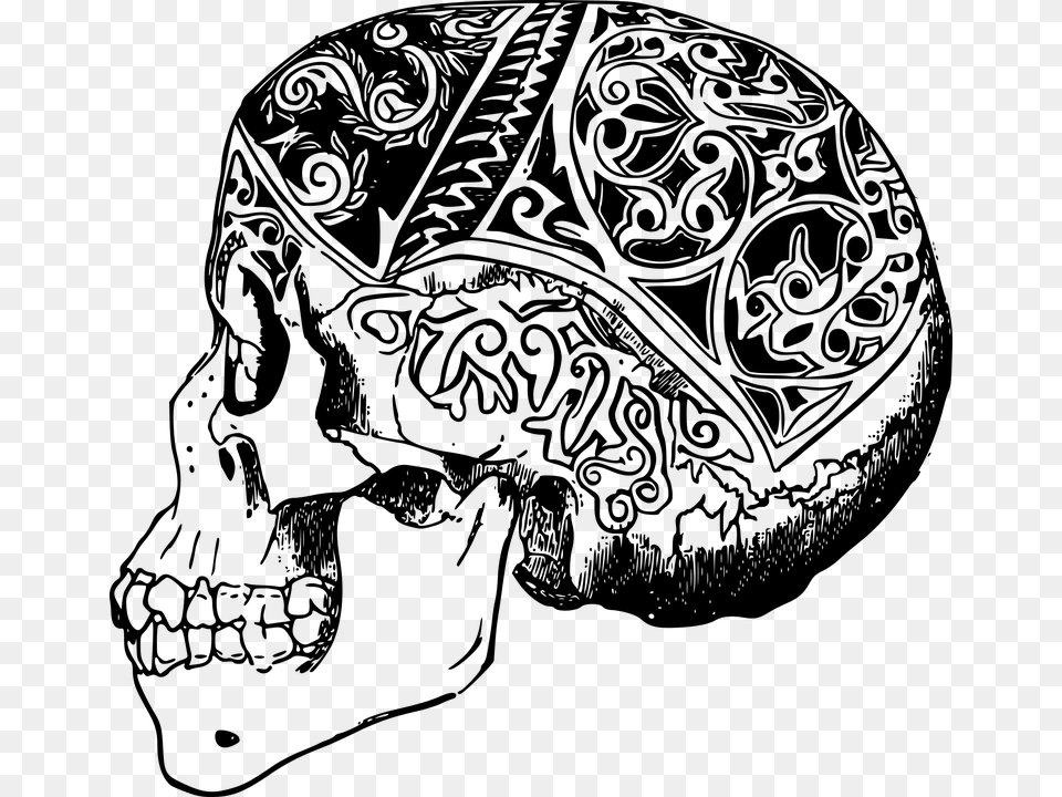 Borneo Skull Tattoo, Art, Drawing Free Png Download