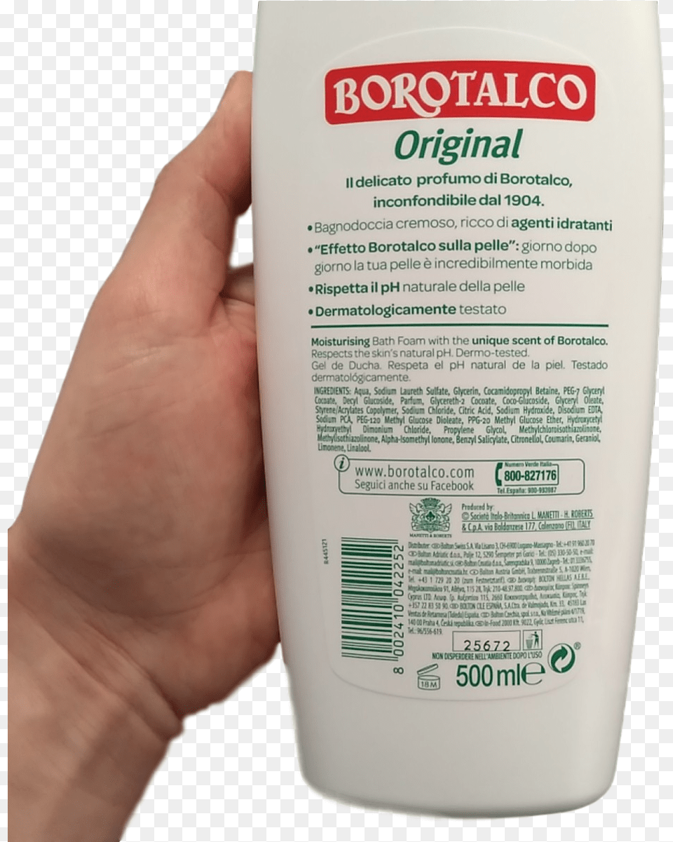 Borotalco Body Wash Ml 500 Moisturizing Nutrition Facts Label, Bottle, Lotion, Cosmetics Free Png Download