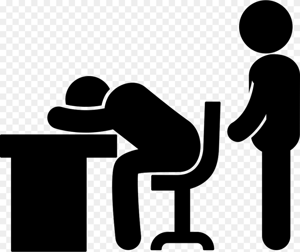 Boss Catching A Worker Sleeping Sleeping At Desk Icon, Silhouette, Stencil, Device, Grass Png Image