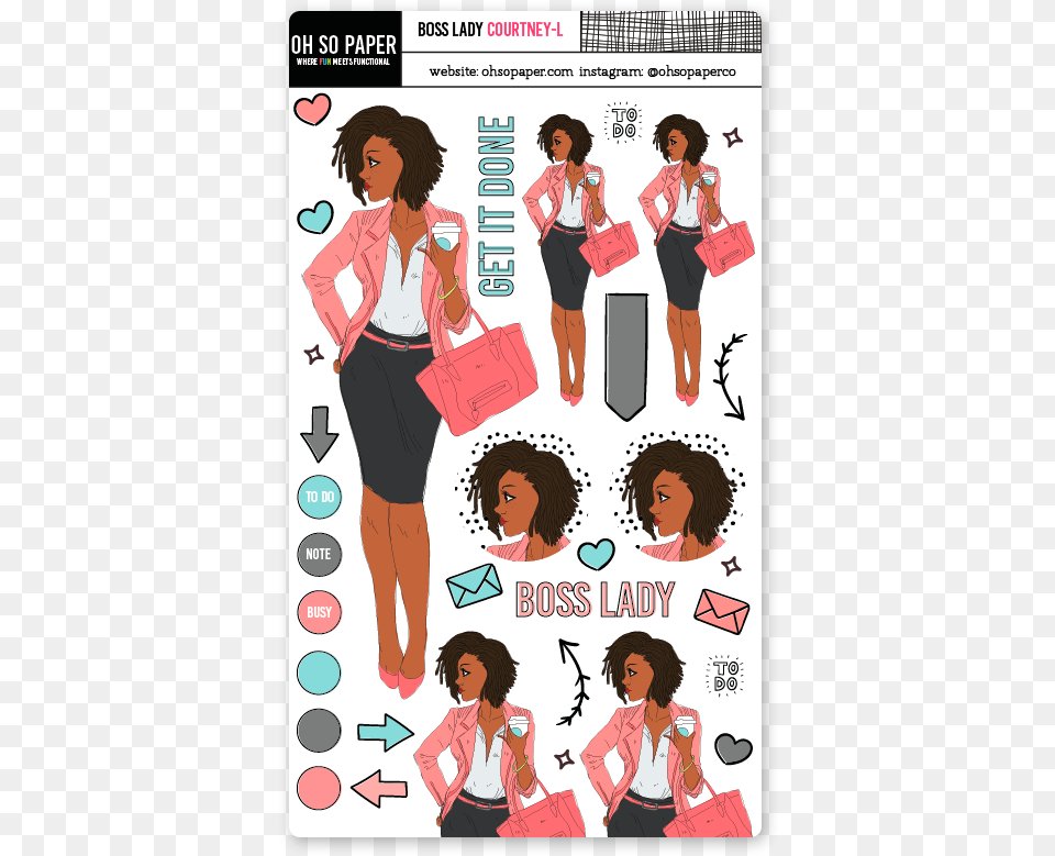Boss Lady Loc Hair Sticker Set Girl, Publication, Book, Comics, Woman Free Transparent Png
