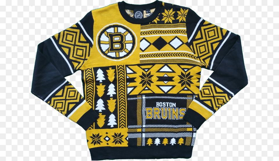 Boston Bruins Patchwork Ugly Christmas Sweater Packers Sweater, Clothing, Knitwear, Sweatshirt, Shirt Free Png Download