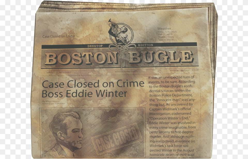 Boston Bugle Commemorative Plaque, Newspaper, Text, Person, Face Free Png Download