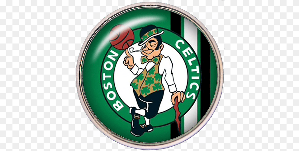 Boston Celtics Nba Basketball Logo Snap Charm Tropicaltrinkets Boston Celtics, Person, People, Ball, Sport Free Png