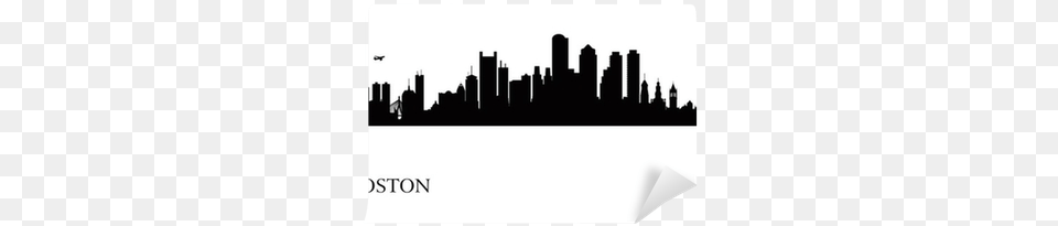 Boston City Skyline Silhouette Background Wall Mural Boston City Skyline Outline, Metropolis, Urban, Outdoors Png Image