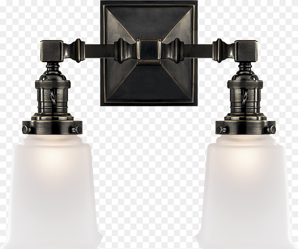 Boston Square Double Light In Bronze With Frosted Glass Sconce, Light Fixture, Lamp, Blade, Dagger Png Image