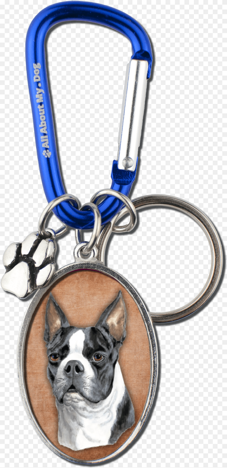 Boston Terrier Cameo Carabiner Keychain Keychain, Smoke Pipe, Accessories, Animal, Canine Png