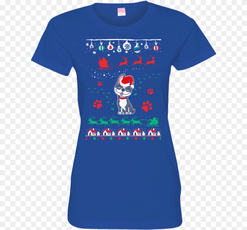 Boston Terrier Christmas T Shirts 3516 Lat Ladies39 Shirt, Clothing, T-shirt Free Png Download