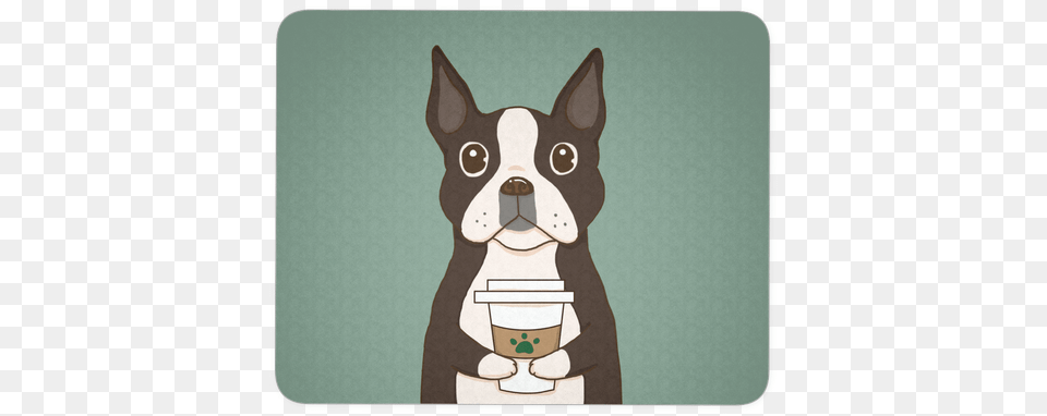Boston Terrier Drink Coffee Mouse Pad Dog Lover Gift Dog, Animal, Boston Bull, Bulldog, Canine Png