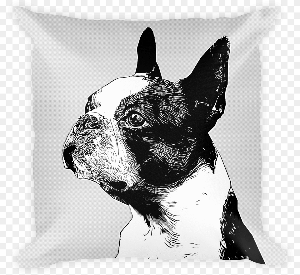 Boston Terrier Duotone Comic Decorative Pillow Boxer, Animal, Bulldog, Canine, Dog Free Transparent Png