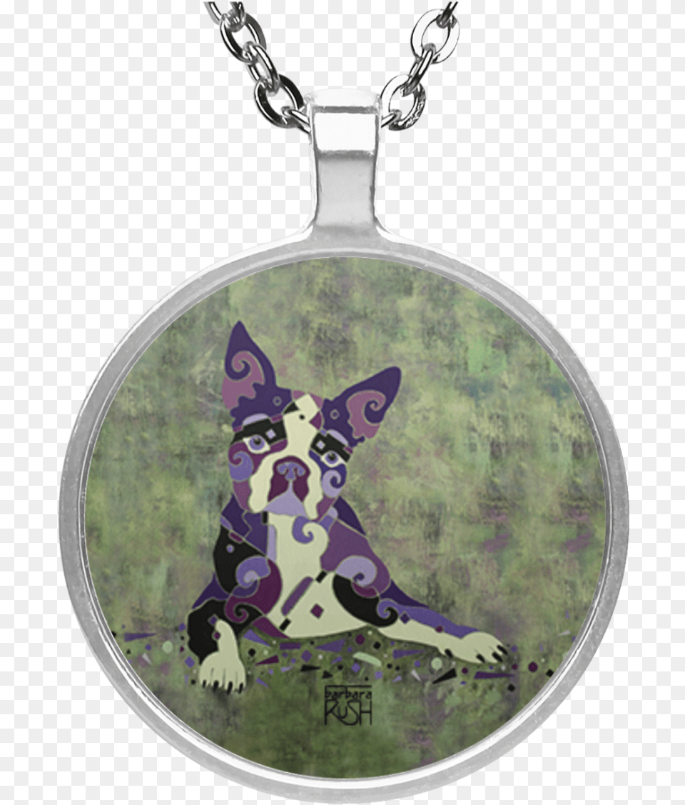 Boston Terrier Round Pendant Necklace Necklace, Accessories, Jewelry, Dog, Mammal Png