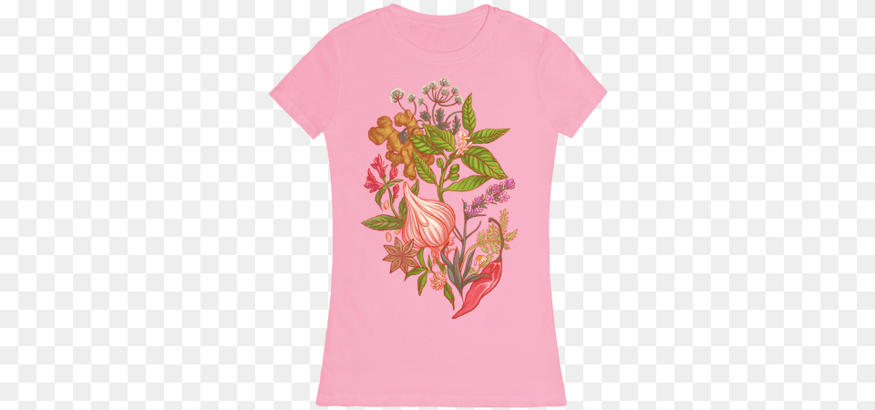 Botanical Herbs And Spices Womens T Shirt Senpai Notice Me Jesus, Clothing, T-shirt, Art, Floral Design Free Transparent Png