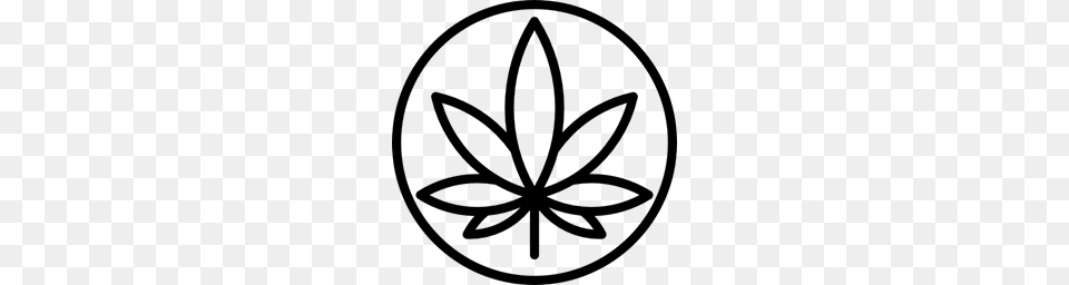 Botanical Marijuana Cannabis Weed Drug Leaf Nature Icon, Gray Free Png