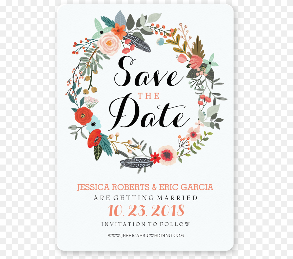 Botanical Wreath Invitation Save The Date Template Hd, Advertisement, Poster, Herbal, Herbs Png Image