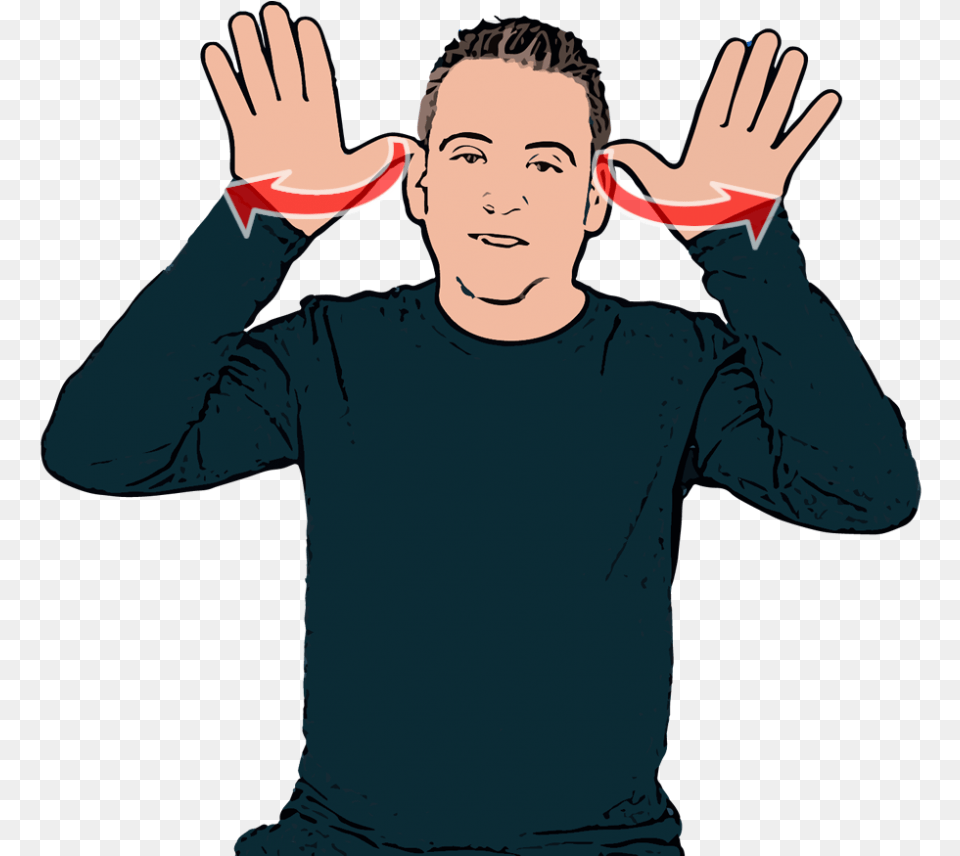 Both Open Hands With Fingers Apart Start With Thumb British Sign Language Rabbit, T-shirt, Sleeve, Person, Long Sleeve Png Image