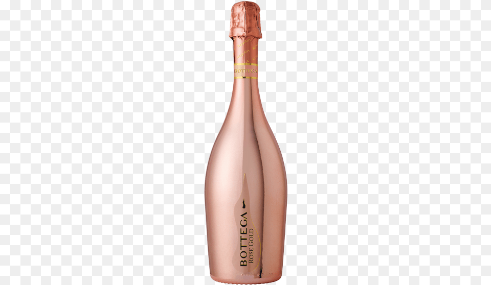 Bottega Liquid Metals Rose Gold Bottle Bottega Rose Gold Rose Sparkling Wine, Alcohol, Beverage, Liquor, Wine Bottle Free Transparent Png