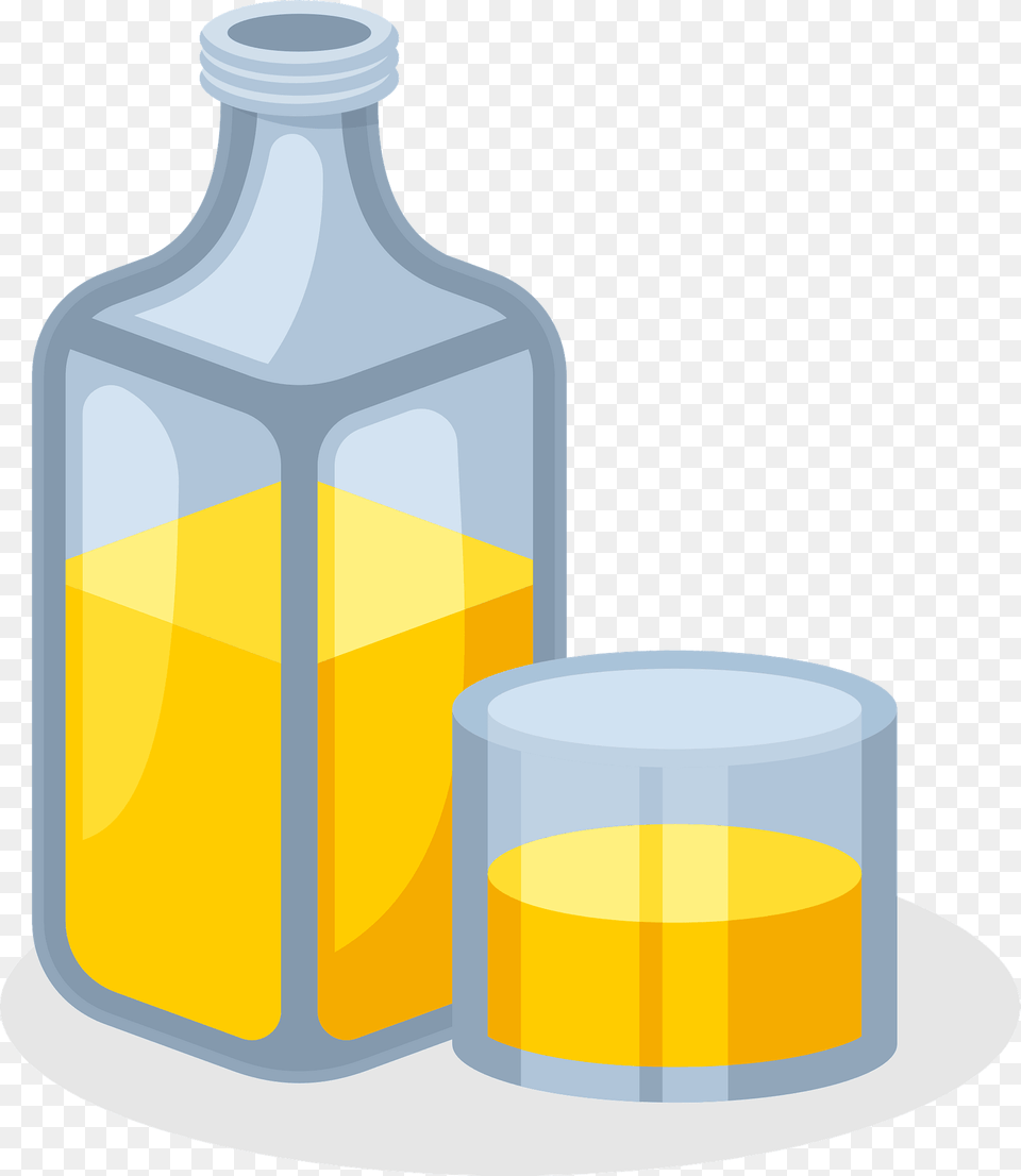 Bottle And Glass Clipart, Beverage, Juice, Orange Juice Free Png