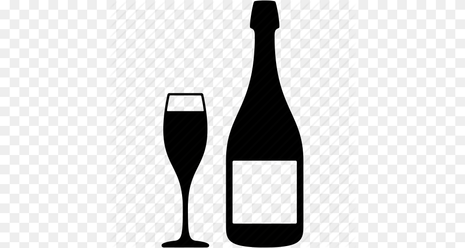Bottle Champagne Drink Glass Restaurent Wine Wine Cup Icon, Alcohol, Beverage, Liquor, Wine Bottle Free Png Download