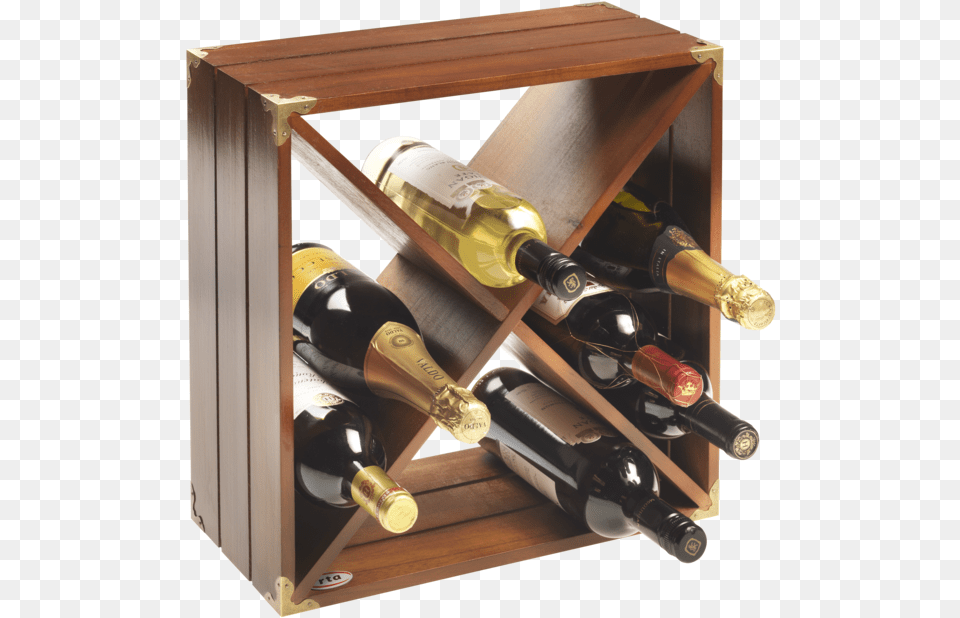 Bottle Dark Wood Retro Wine Rack Cube Wine Rack, Alcohol, Liquor, Wine Bottle, Beverage Png Image