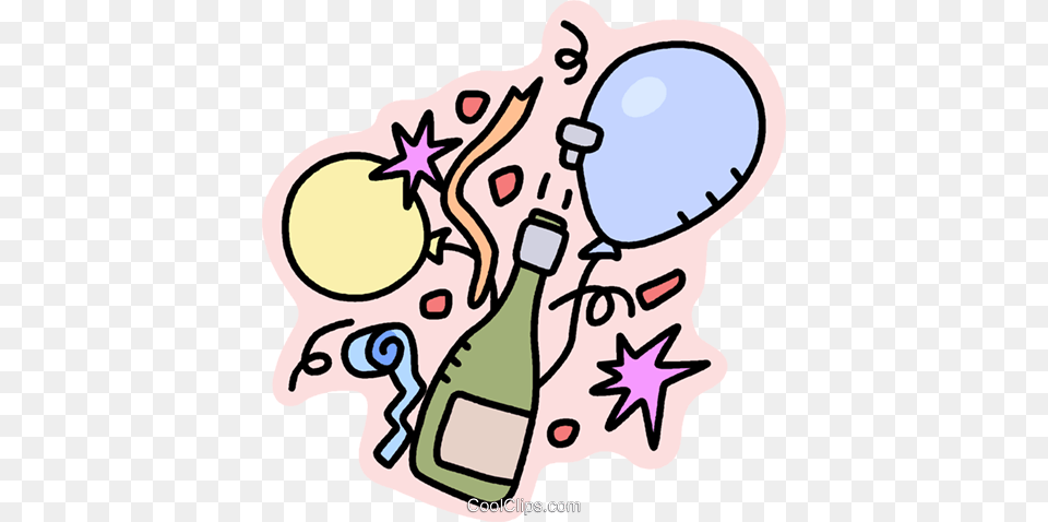 Bottle Of Champagne With Balloons Royalty Vector Clip Art, Alcohol, Wine, Liquor, Wine Bottle Png