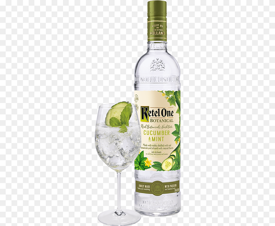 Bottle Of Ketel One Botanical Cucumber Amp Mint With Ketel One Cucumber Mint, Alcohol, Beverage, Cocktail, Mojito Free Transparent Png