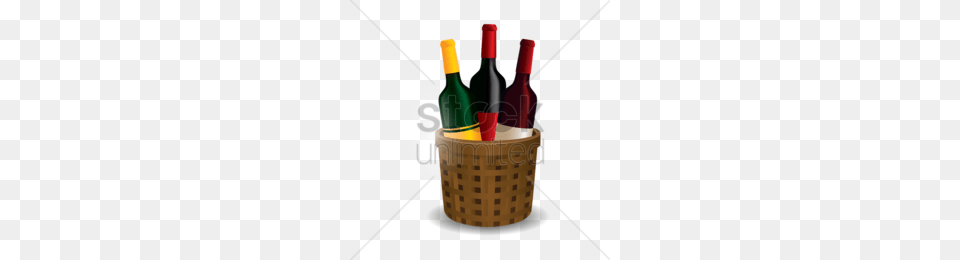 Bottle White Wine Clipart, Basket, Alcohol, Beverage, Liquor Free Transparent Png