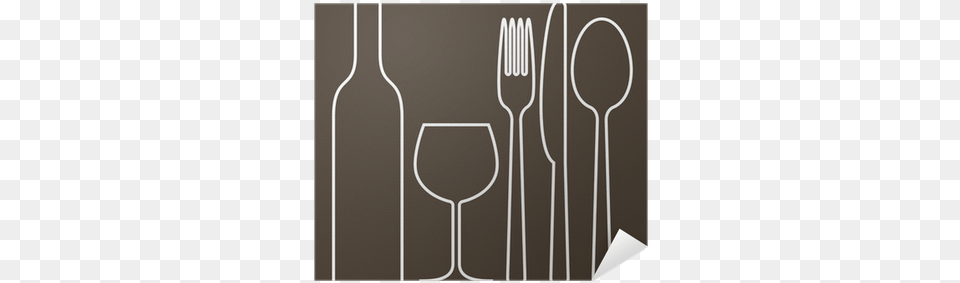 Bottle Wineglass Fork Knife And Spoon Poster Pixers Stemware, Cutlery, Glass Free Png Download