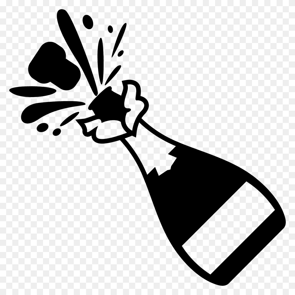 Bottle With Popping Cork Emoji Clipart, Stencil Free Png