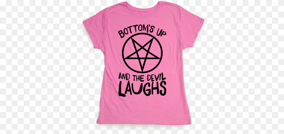 Bottoms Up And The Devil Laughs Womens T Shirt T Shirt, Clothing, T-shirt, Symbol, Star Symbol Png Image