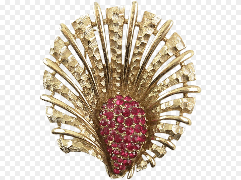 Boucher Fantasy Flower Pin With Ruby Red Rhinestones Body Jewelry, Accessories, Brooch, Necklace Free Transparent Png