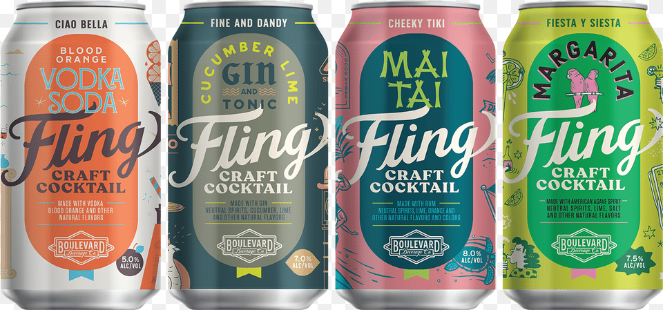 Boulevard Fling Cocktails, Can, Tin, Beverage, Soda Png Image