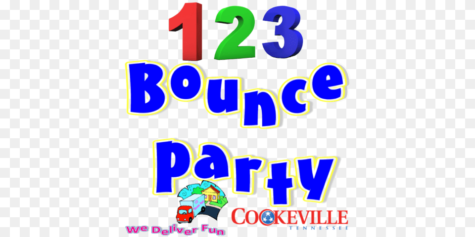 Bounce Party Llc 123 Bounce Party 75 Bounce House Delivered Dunk, Text, Number, Symbol, Bulldozer Png