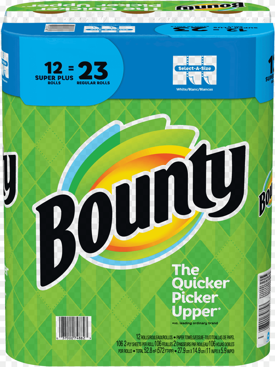 Bounty Select A Size Super Plus 2 Ply 106 Sheet White Bounty Paper Towels 4 Pack, Gum, Can, Tin Png
