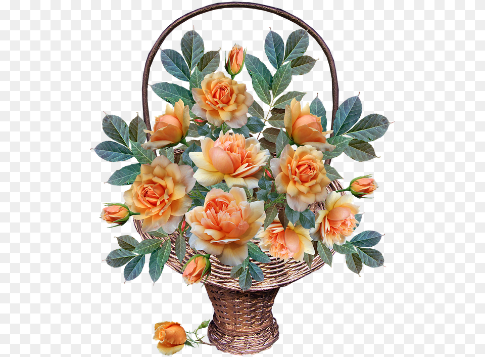 Bouquet Basket Flower, Flower Arrangement, Flower Bouquet, Plant, Rose Png Image