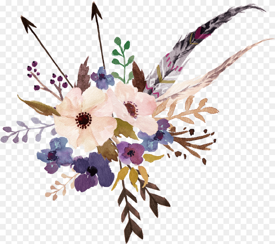 Bouquet Boho Floral Background Free Png Download