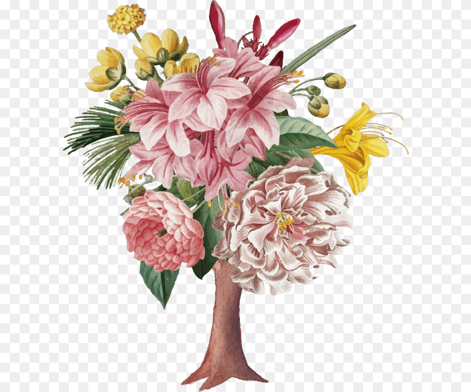 Bouquet De Fleurs Dessin Realiste, Plant, Flower, Flower Arrangement, Flower Bouquet Free Transparent Png