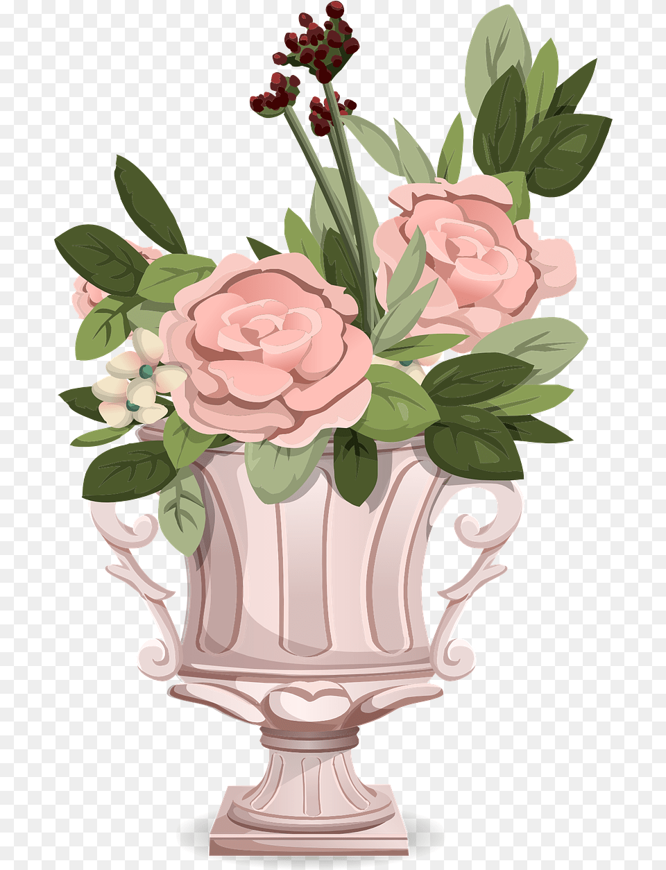 Bouquet Flowers Roses Vector Graphic On Pixabay Flower Bouquet, Art, Pottery, Plant, Jar Free Png