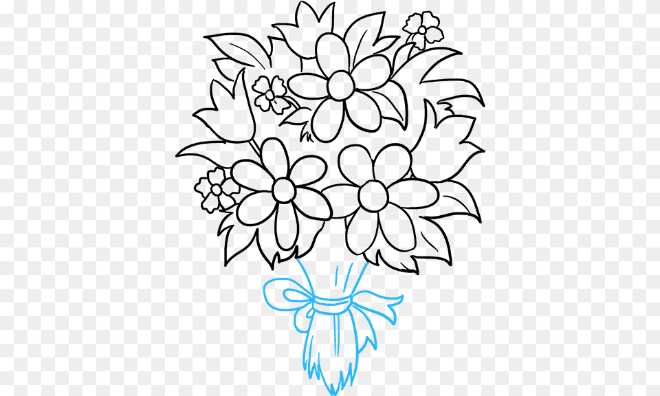 Bouquet Of Flowers Drawing Bouquet Of Flowers Easy Drawing, Animal, Invertebrate, Spider, Pattern Free Png Download